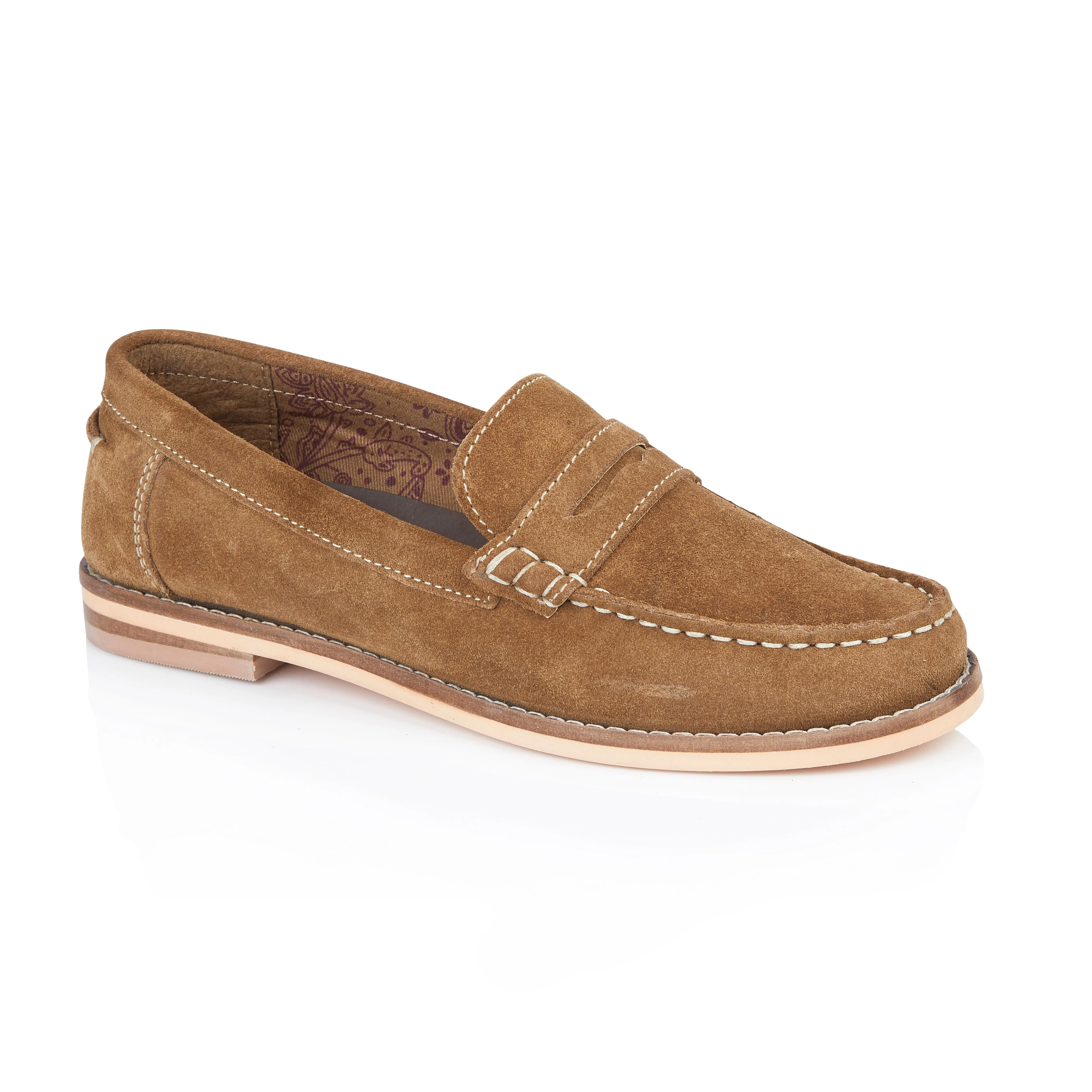 Ellie Suede Leather Slip On Deck Shoes - Tan Boywithuke Loafers