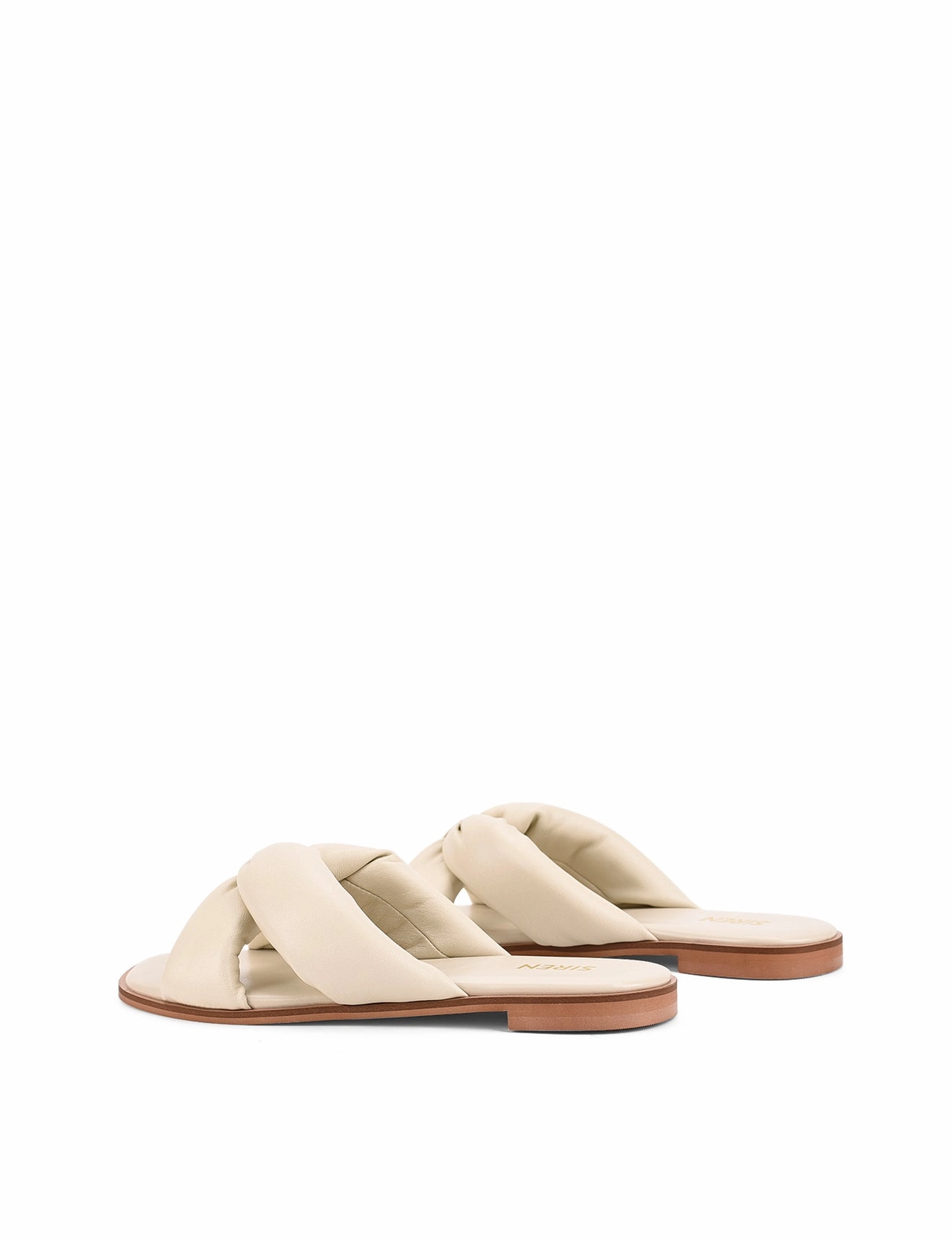 Madeline Flat Slides - Beige Leather Wide Fit Flat Bridal Shoes