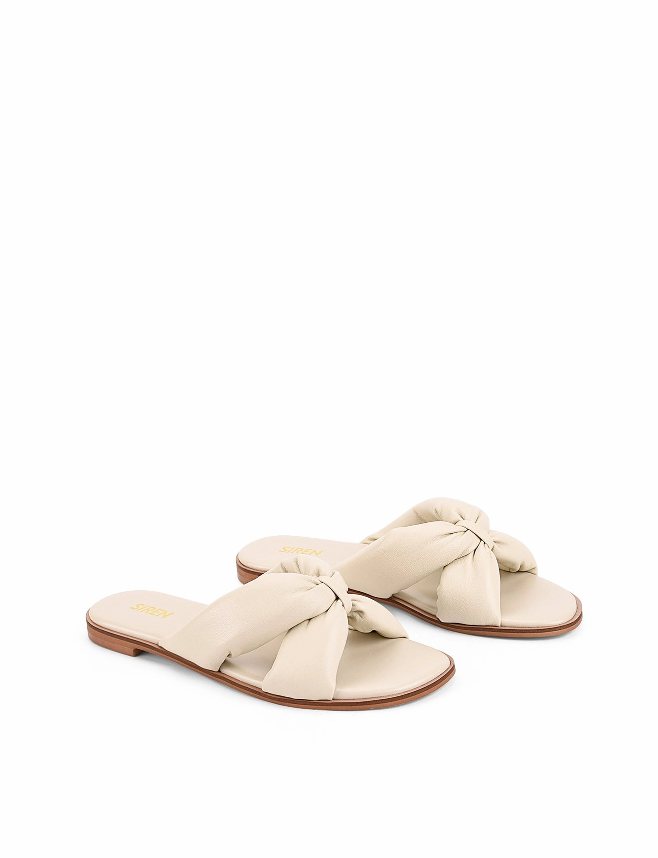 Flat Shoes Pear Shaped Body Madeline Flat Slides - Beige Leather