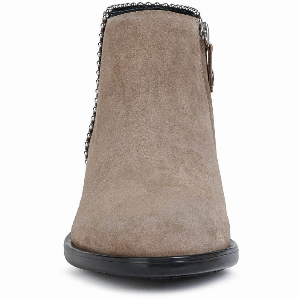 Geox Resia Zip Up Boots Black Suede Ankle Boot