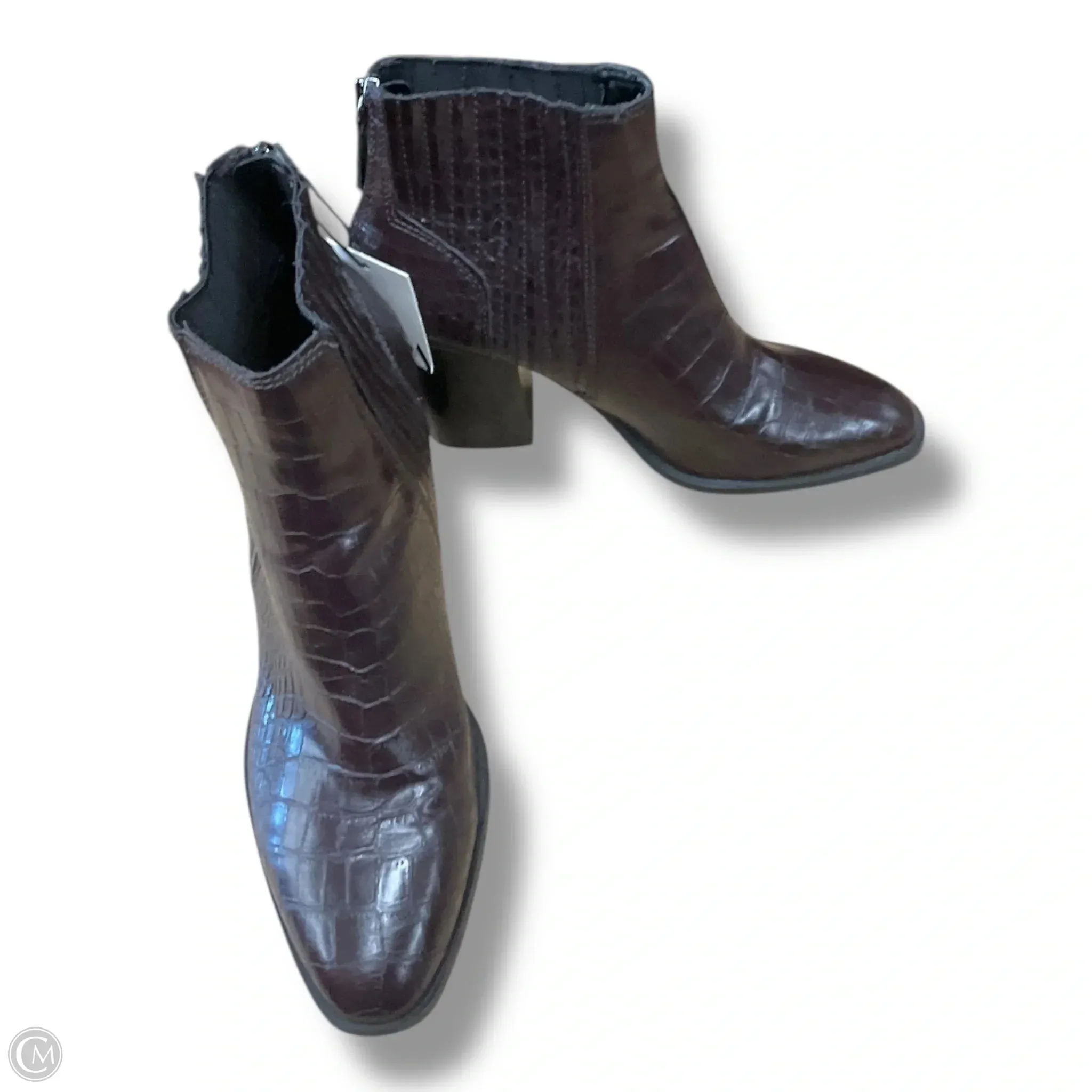 Boots Ankle Heels By Zara In Brown, Size: 9 Flat Lace Ankle Boots