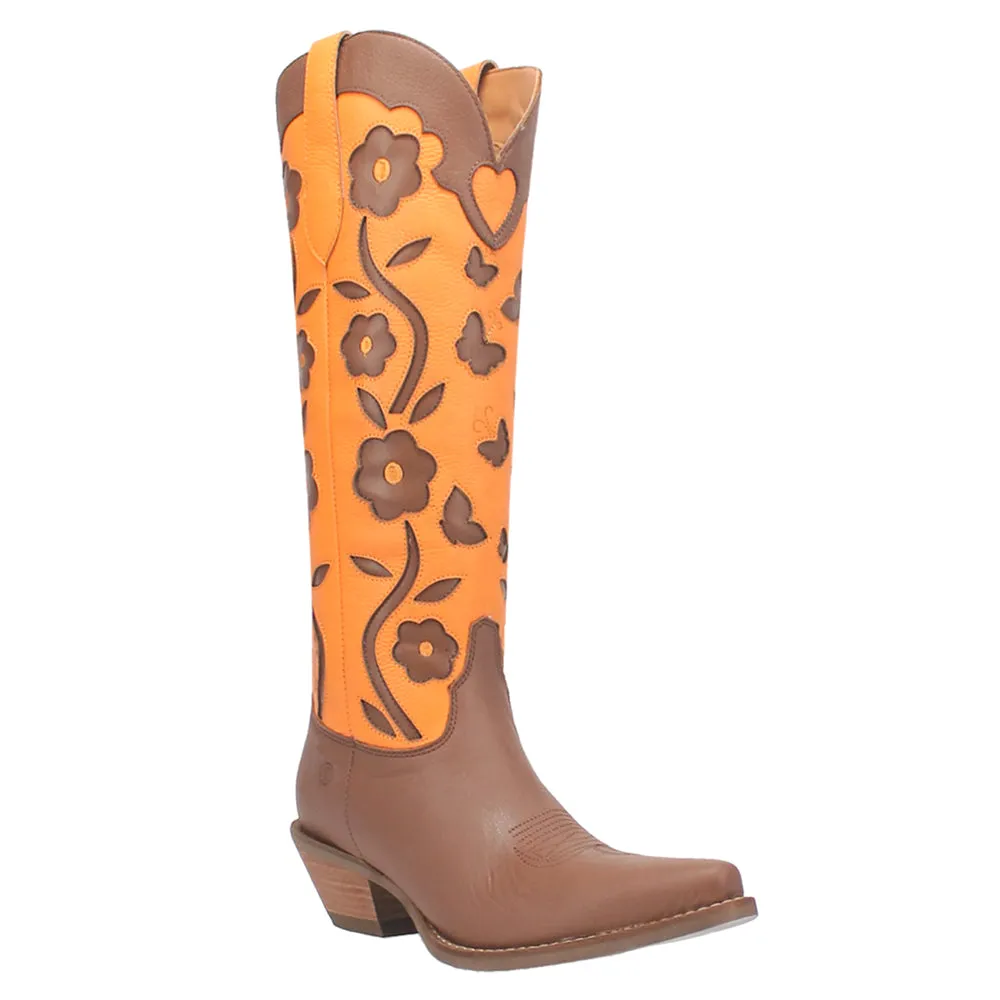 Goodness Gracious Tooled-Inlay Floral Snip Toe Cowboy Boots Love Shack Fancy Boots