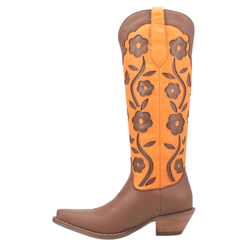Goodness Gracious Tooled-Inlay Floral Snip Toe Cowboy Boots Best Leather Boots