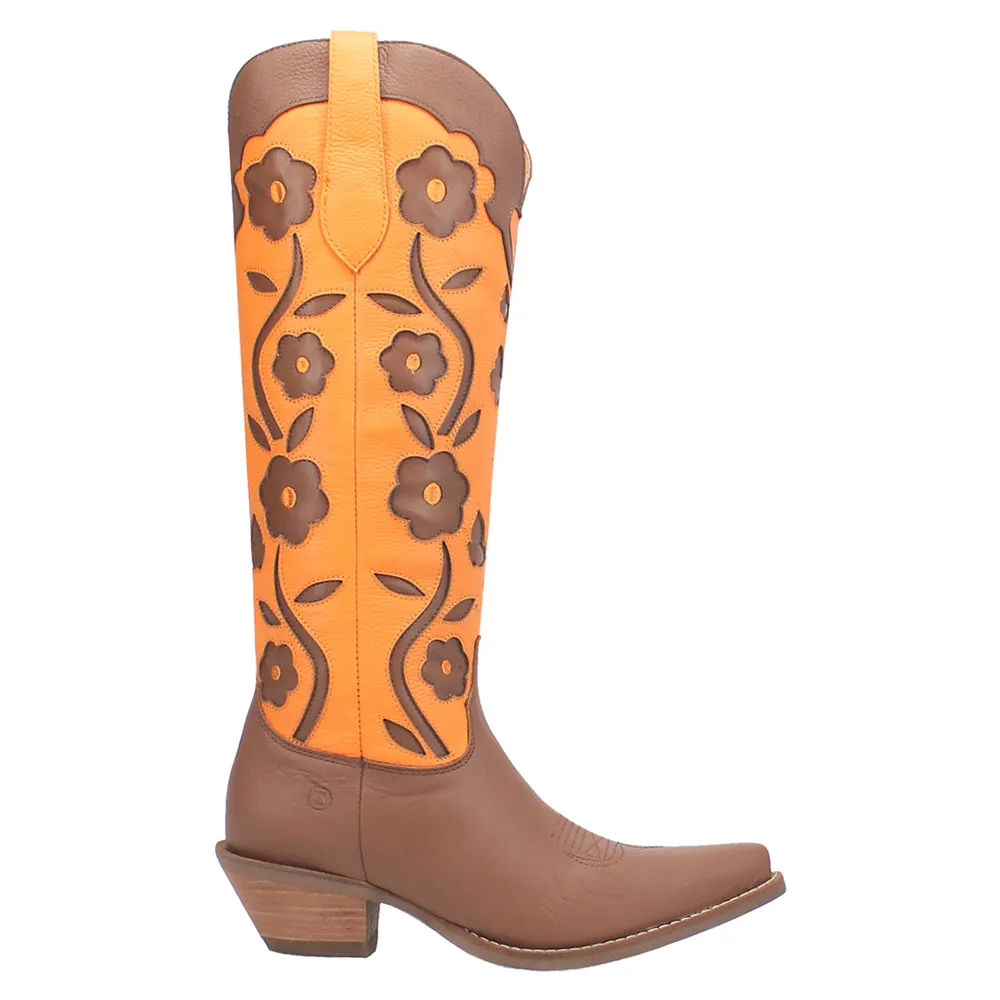 Goodness Gracious Tooled-Inlay Floral Snip Toe Cowboy Boots Boots For Men With Heels