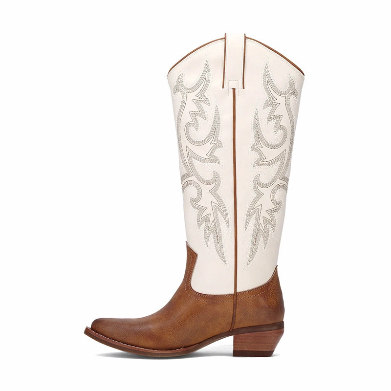 Boots For Men Women's Irlene Tall Deco Stitch Off White/Caramel/Gold