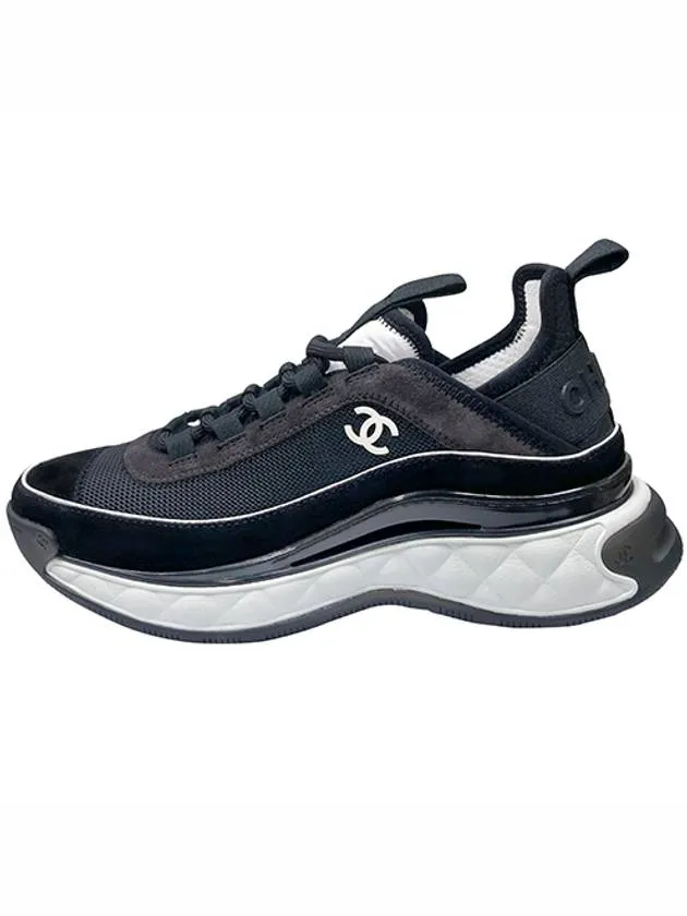 Camo Sneakers Fabric Suede Calfskin Low-Top Sneakers Dark Grey Chanel