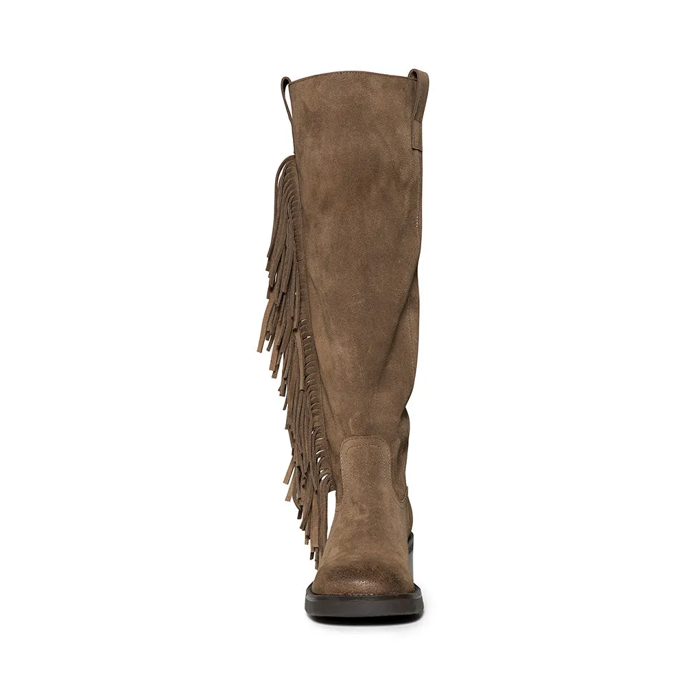 Calf High Boots For Thick Calves Banner-F Boot TAUPE SUEDE