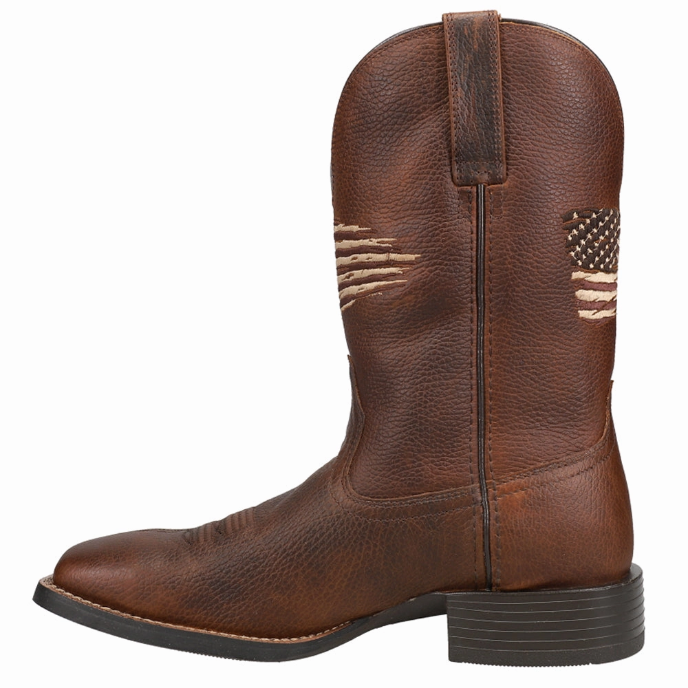 Booties Boots Sport All Country Patriotic Square Toe Pull On Cowboy Boots