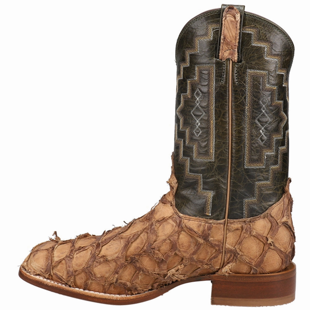 Leviathan 11 Inch Pirarucu Square Toe Cowboy Boots Gator Belly Boots
