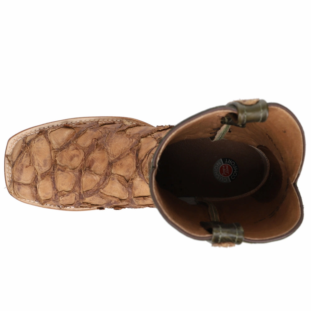 Brown Pointed Toe Boots Leviathan 11 Inch Pirarucu Square Toe Cowboy Boots