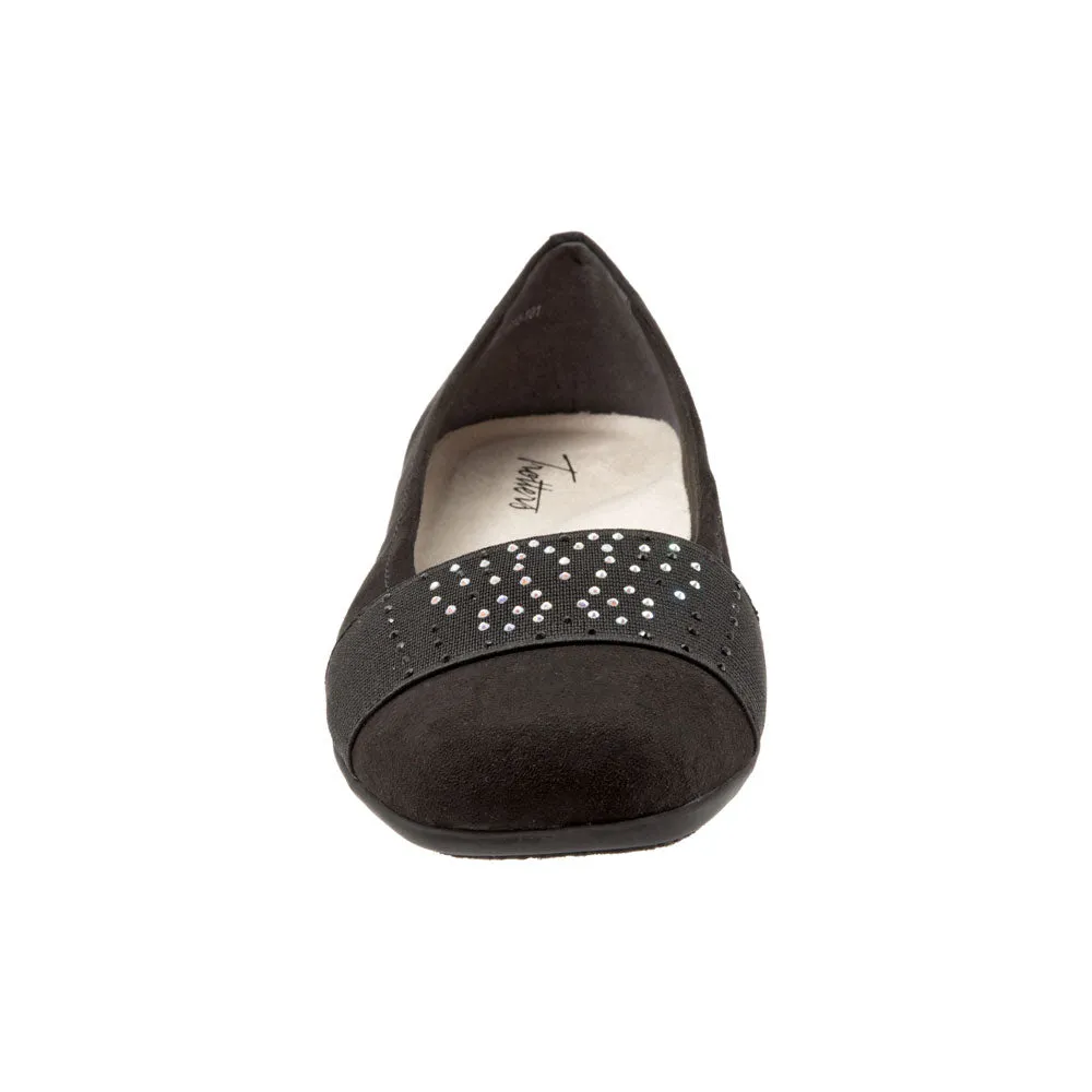 Trotters Samantha Black Micro Flat Shoe (Women's) Women Flat Shoes