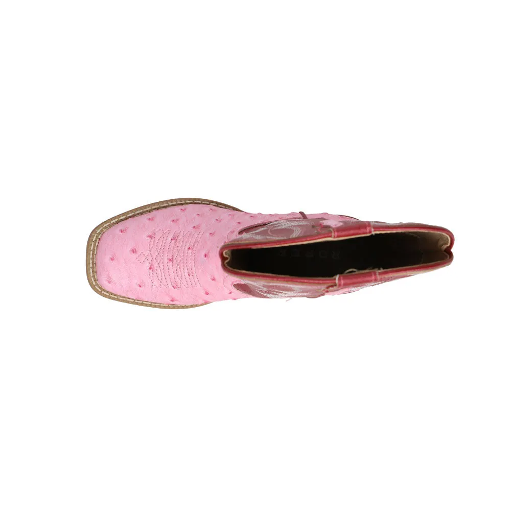 Bumps Faux Ostrich Square Toe Cowboy Boots (Little Kid) Dock Boots