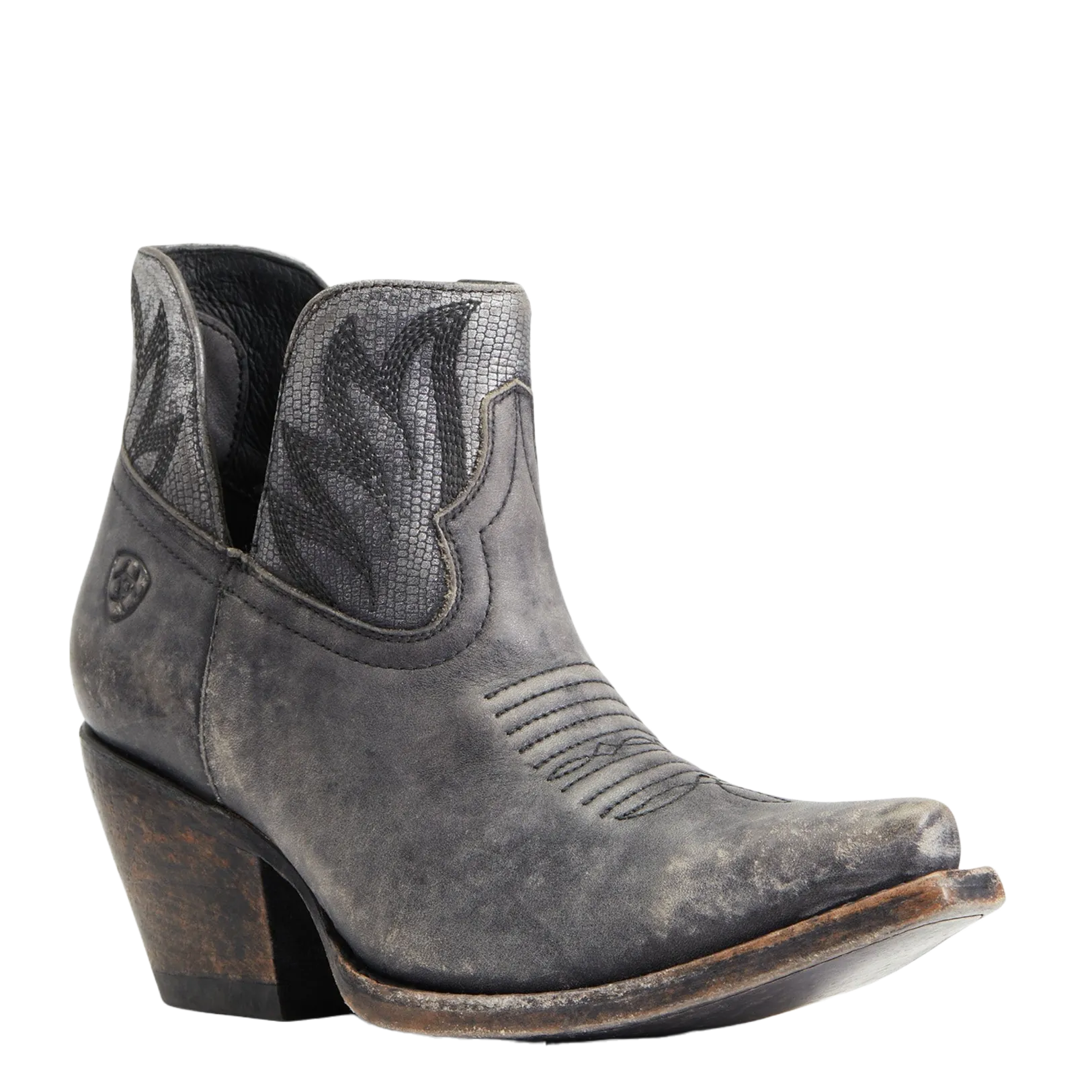 Rubber Sole Cowboy Boots Ariat Ladies Hazel Black & Silver Metallic Snip Toe Booties 10040393