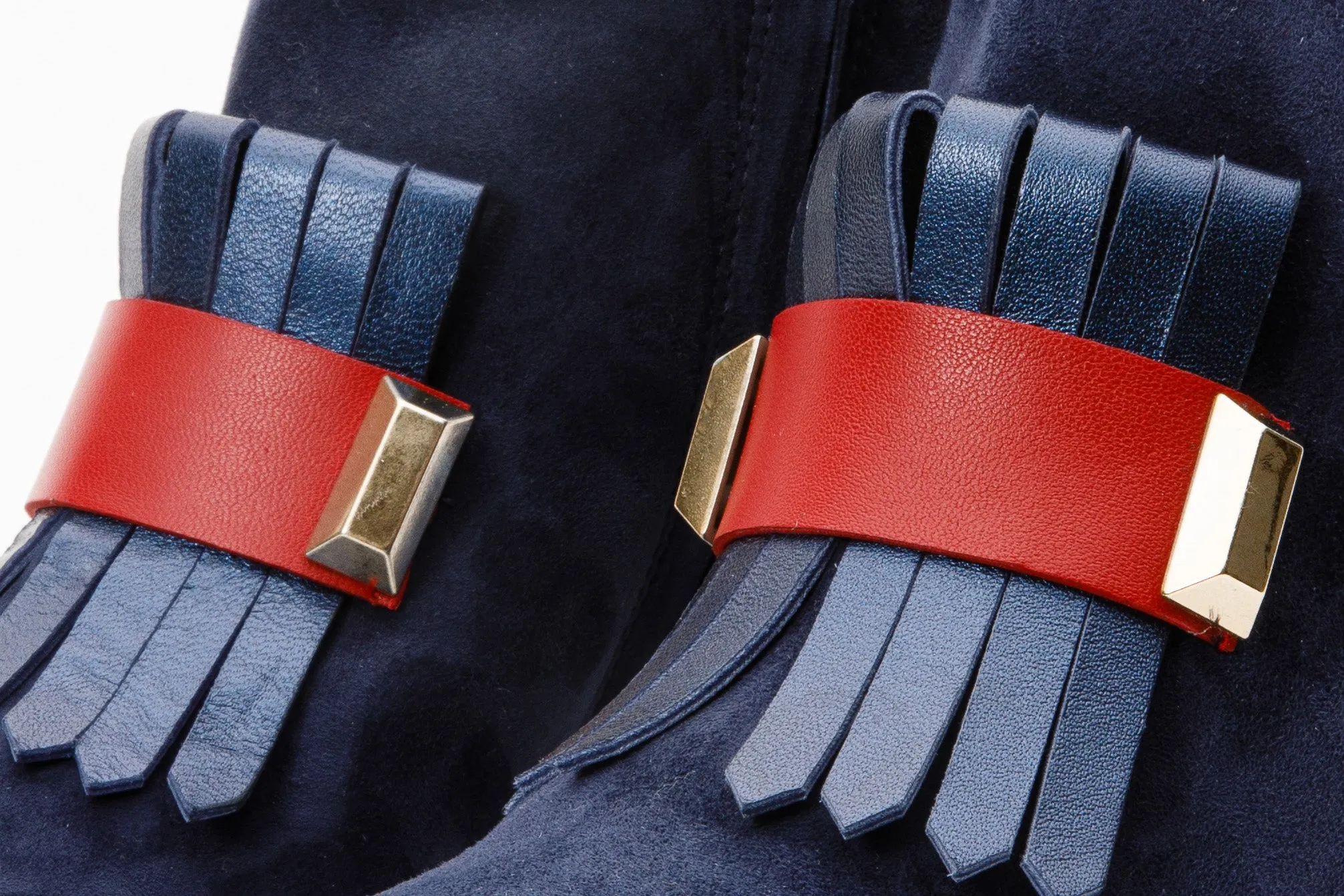 The Luksor Navy Blue Suede Leather Block Heel Women Boot Womens Snow Boots