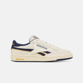 Reebok X Manors Club C Revenge Vintage Chalk/Navy/Yellow Tennis Shoes Cleaner