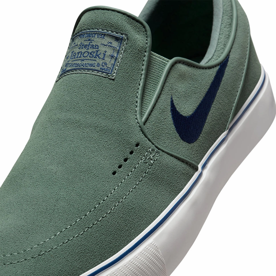 Nike SB Janoski Slip  Clay Green Shoes White Canvas Slip On Shoes