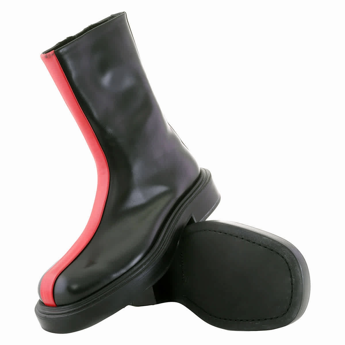 Ankle Boots Size 4 Ferragamo Black Contasting Insert Leather Ankle Boots