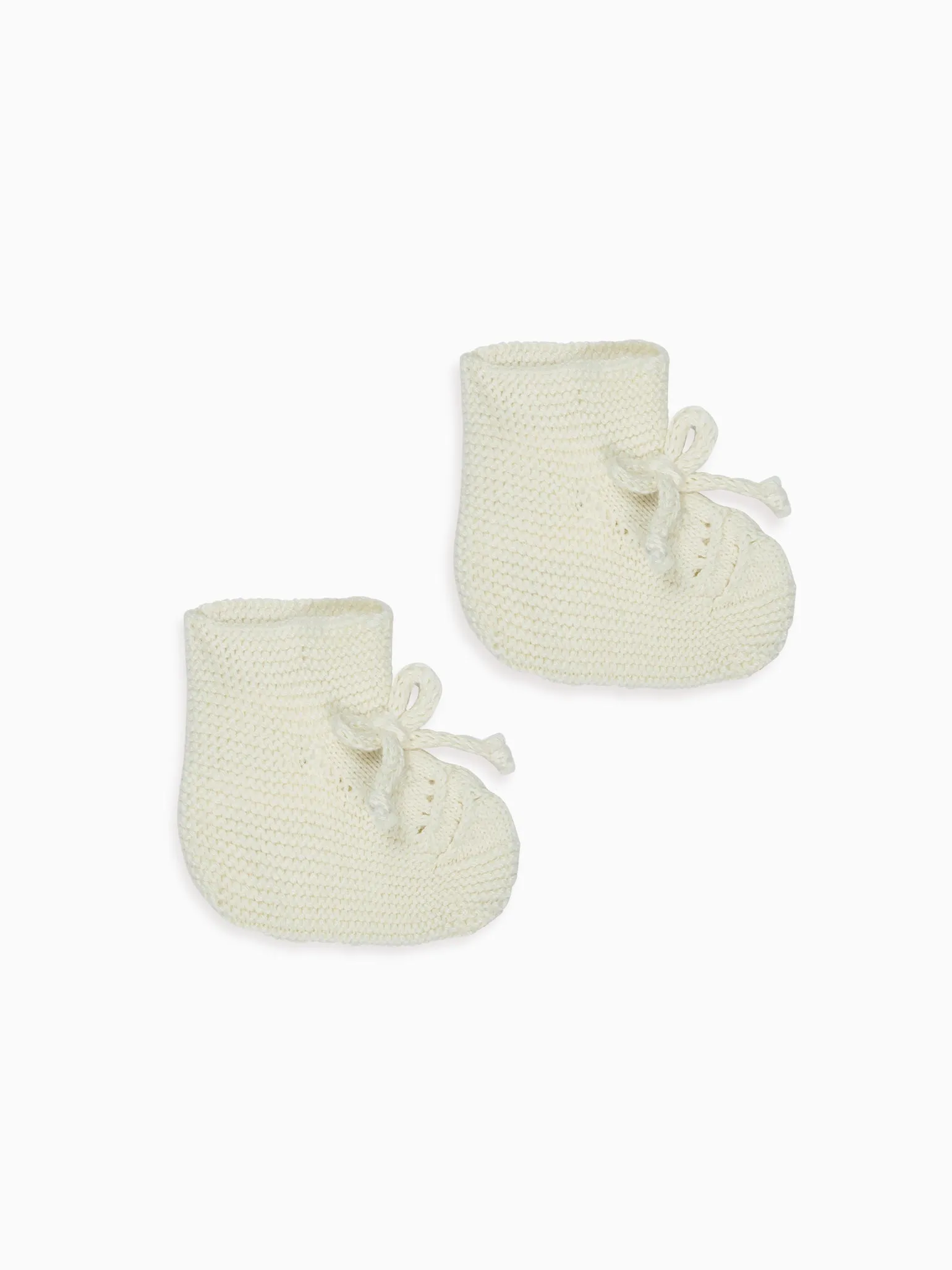 Ivory Rimevera Cotton Baby Knitted Booties Jeanne Boots