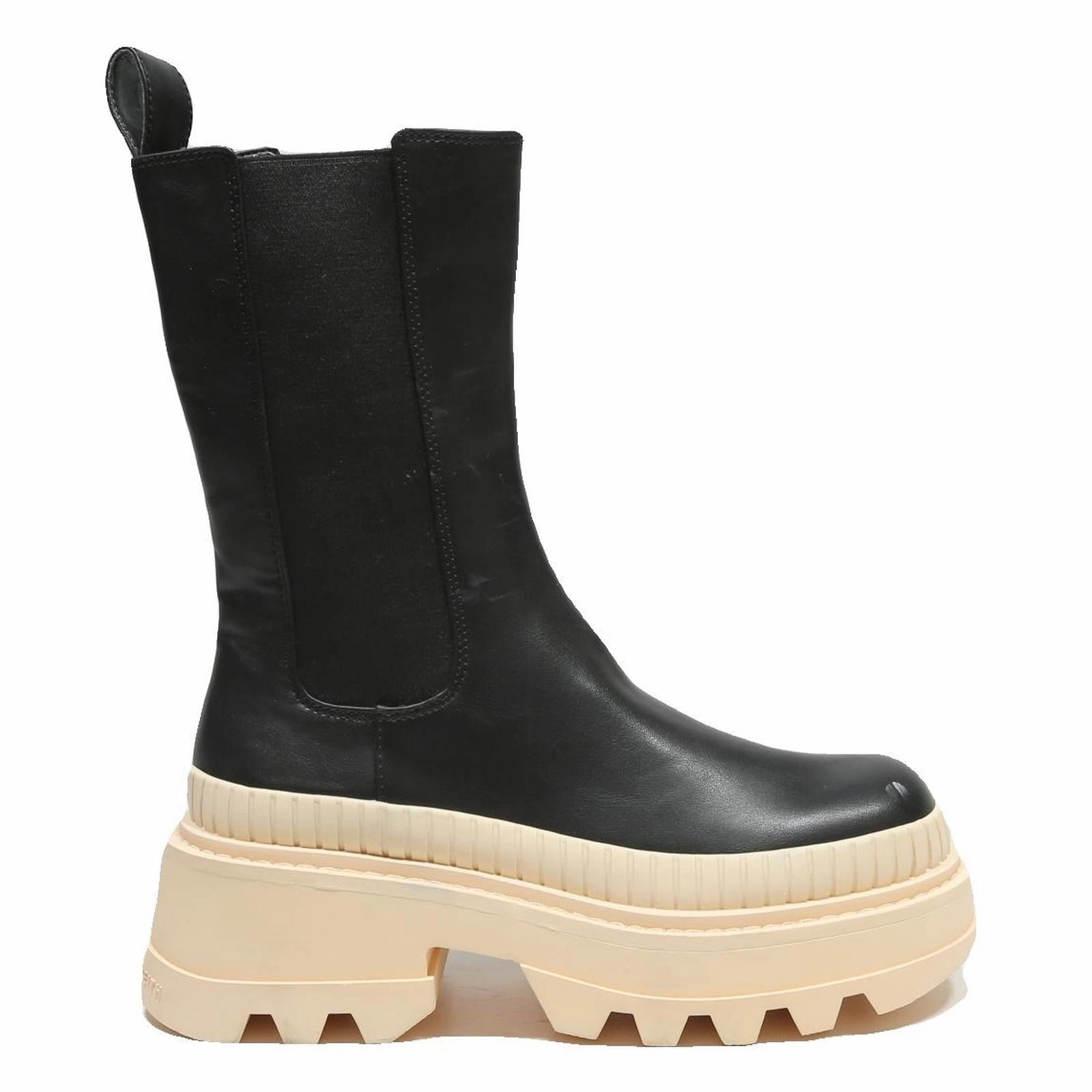 Zz Boots Columbus CHARLES & KEITH Womens Chelsea Boots Black Leather UK 3 Chunky Sole Fashion