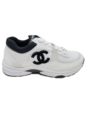 CC Logo Suede Tennis Low Top Sneakers Black Chanel Tennis Shoes For Narrow Feet