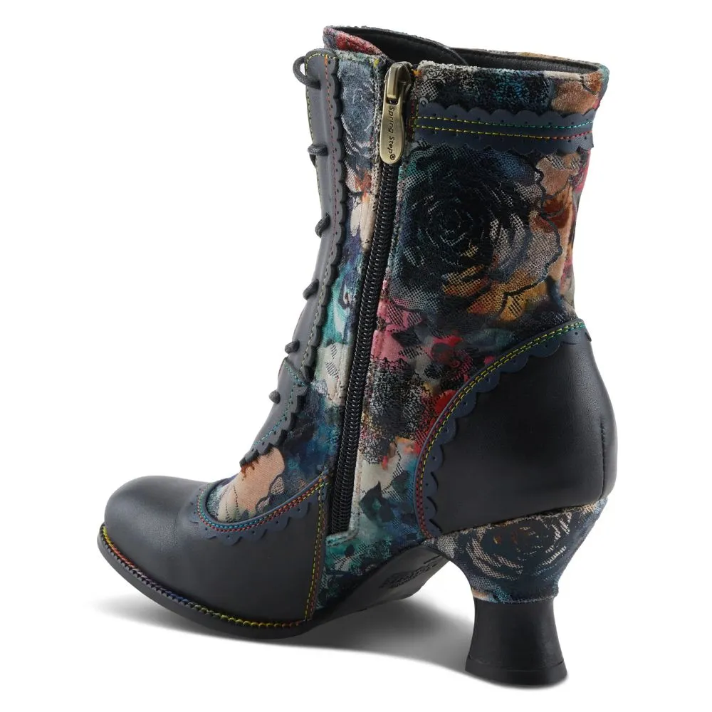 Good Tactical Boots L'artiste By Spring Step Bewitch-Prit Navy Multi Leather Bootie (Women's)