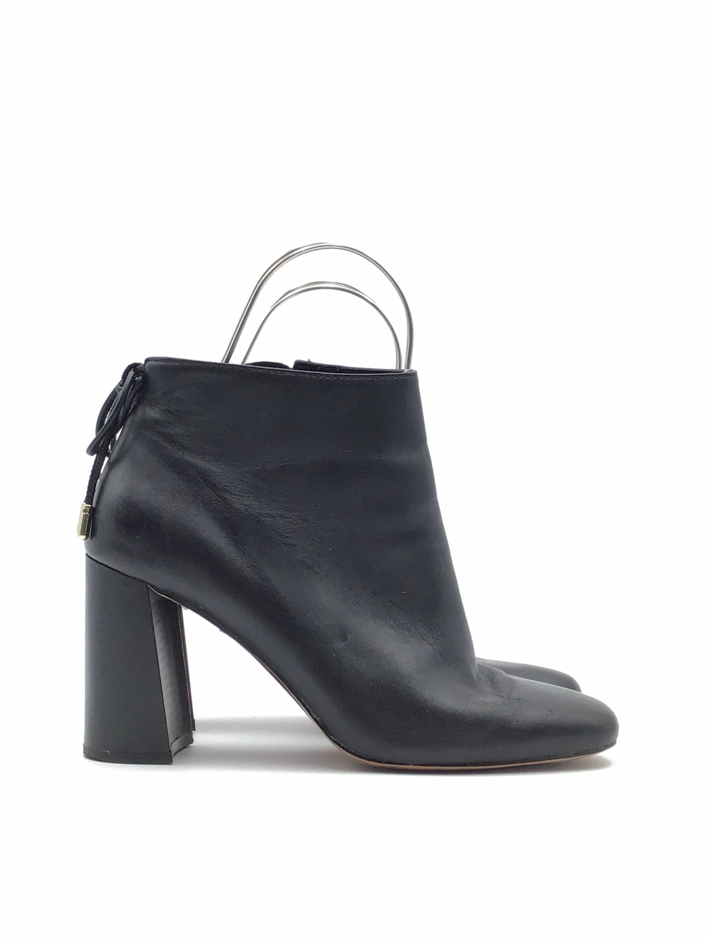 Leather Flatform Zip Ankle Boots Boots Ankle Heels By Inc In Black, Size: 8