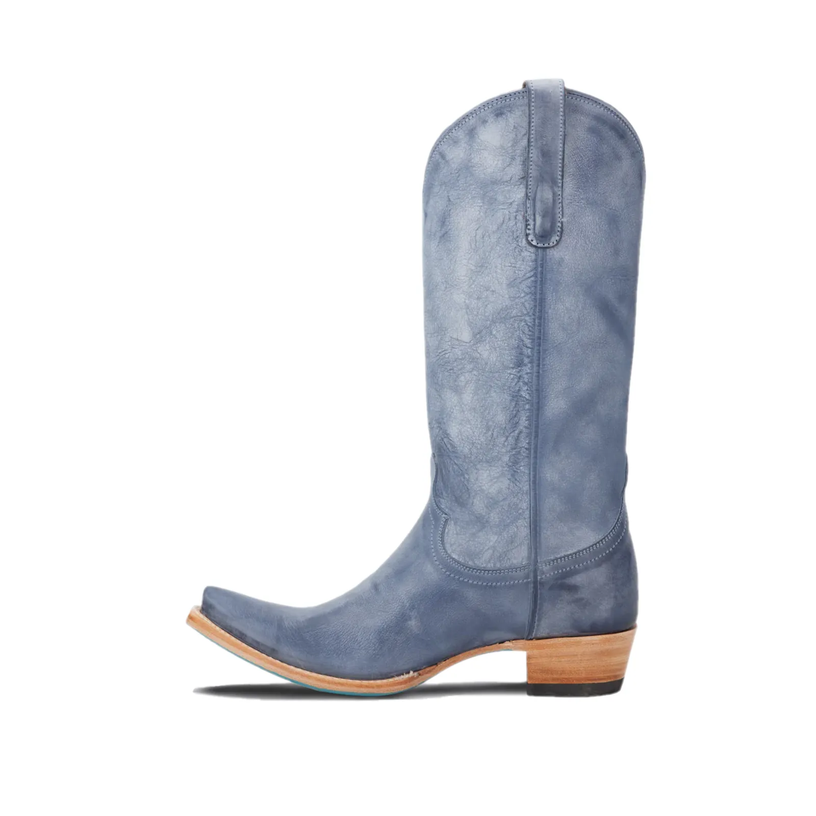 Square Toe Lace Up Work Lane Boots Ladies Emma Jane Washed Denim Western Boots LB0558V