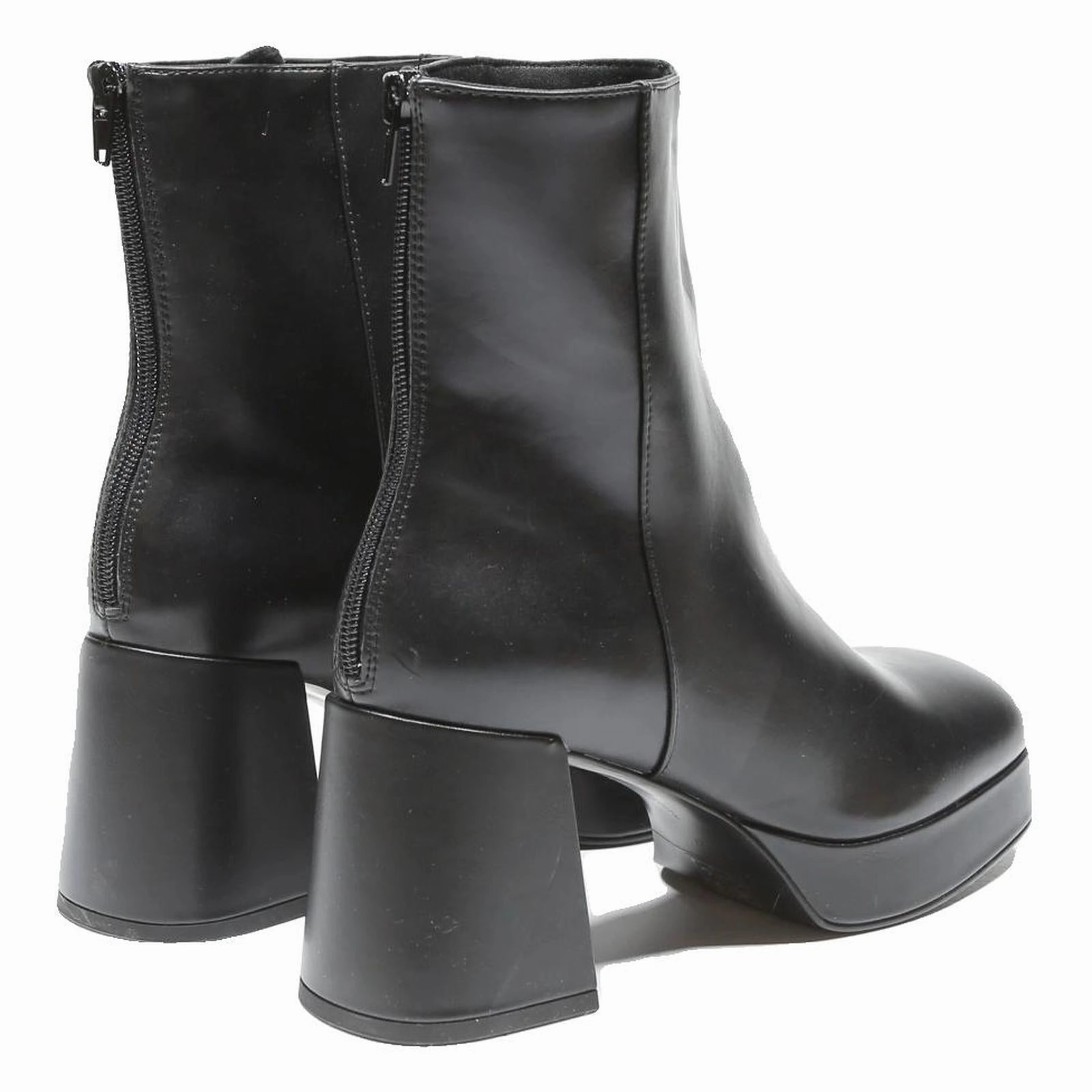 Skull Cowboy Boots CHARLES & KEITH Platform Block Heel Womens Chelsea Boots Black Leather UK 4