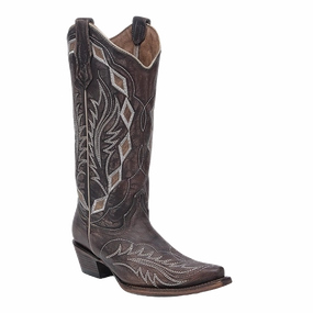 Corral Ladies Lasered & Embroidered Chocolate Brown Western Boot L6285 Childrens Dirt Bike Boots