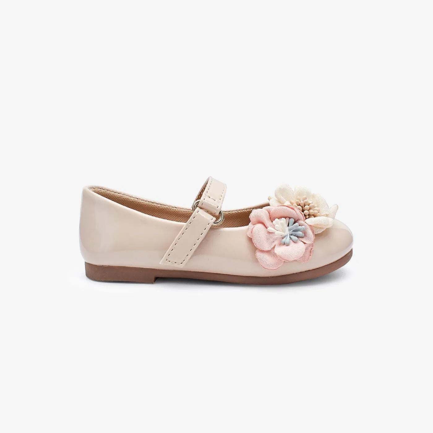 White And Blue Flat Shoes Floral Girl Shoes