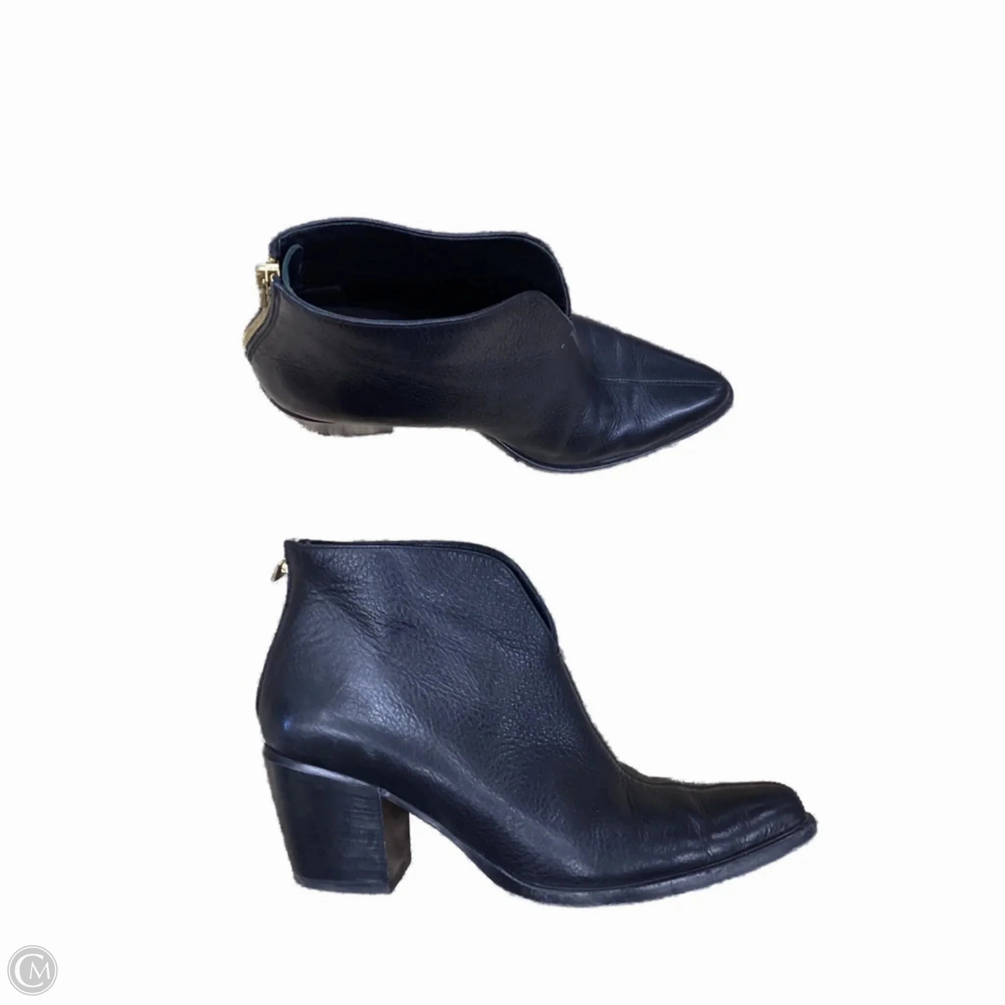 Boots Ankle Heels By Vince In Black, Size: 7 Leather Ankle Boots Wedge Heel