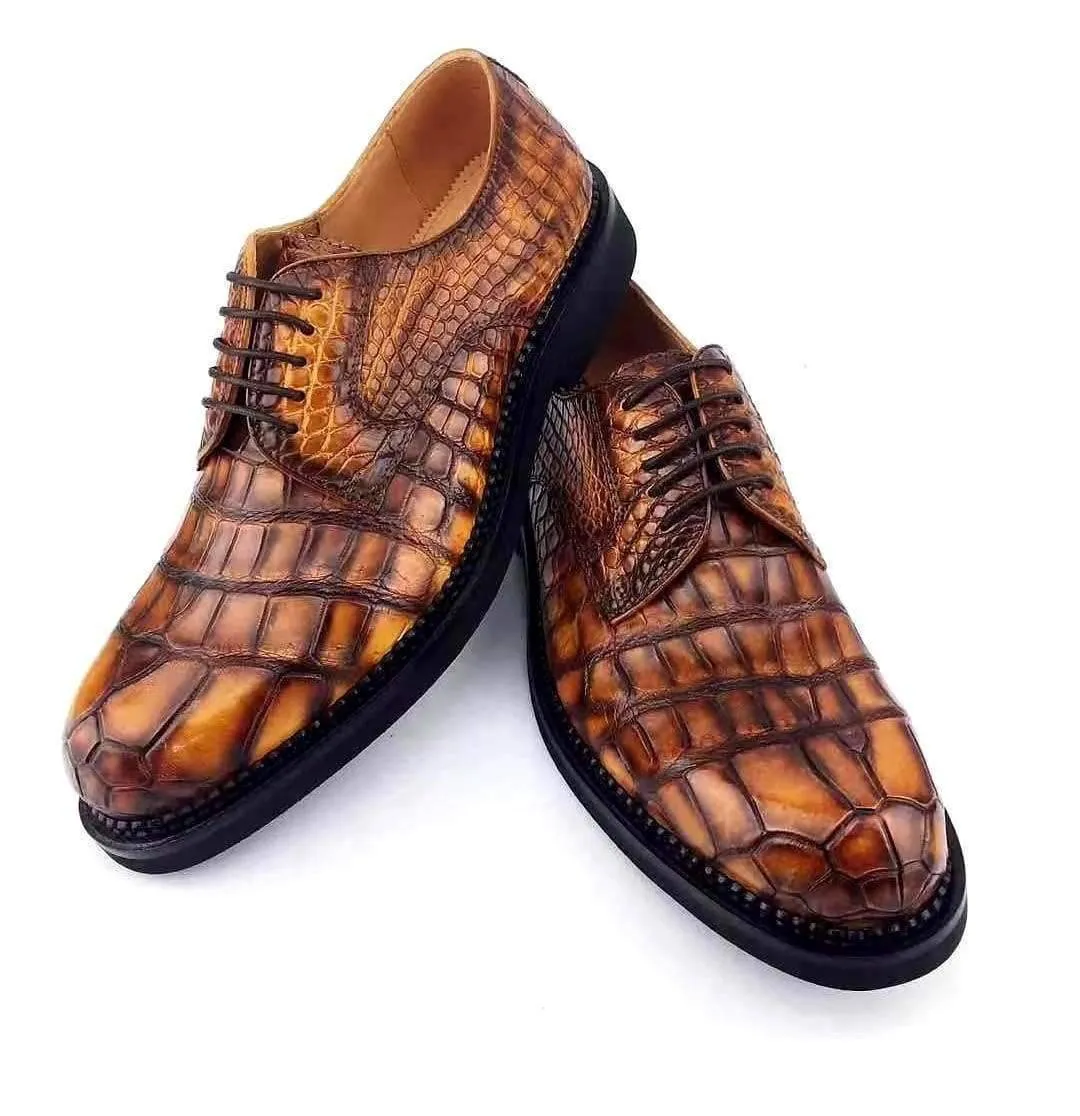 Crocodile Shoes Mens Classic Formal Footwea Man Fashion Style Genuine Crocodile Leather Derby Dress Shoes Brown Slip Ons Slip On Winter Boots Slip On