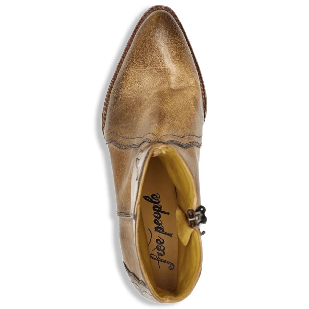 Free People Women's New Frontier Western Distressed Tan Brown Leather Cowboy Boots