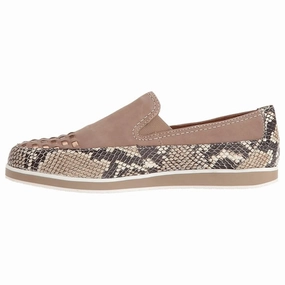 Slip On Safety Shoes Ara Laurel Taupe Snake Combo Loafer (Women's)