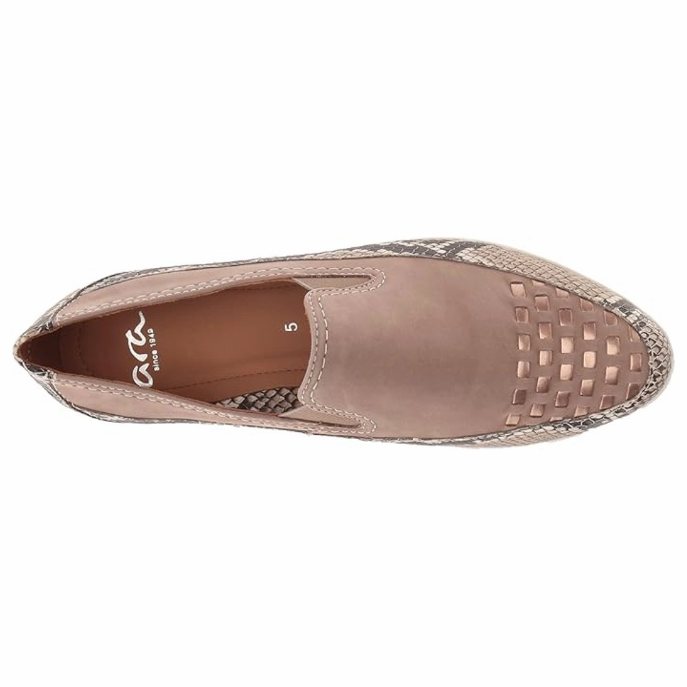Cold Weather Slip On Shoes Ara Laurel Taupe Snake Combo Loafer (Women's)