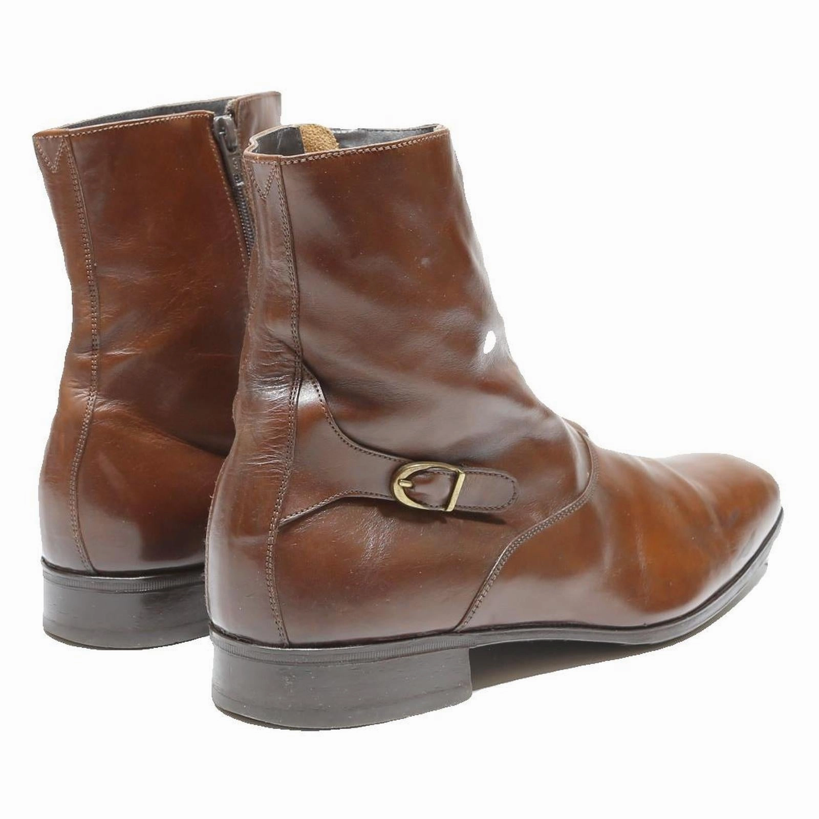 STRUGAR Mens Ankle Boots Leather Brown UK 7.5 Classic Buckle Detail Ankle Boots With Diamonds