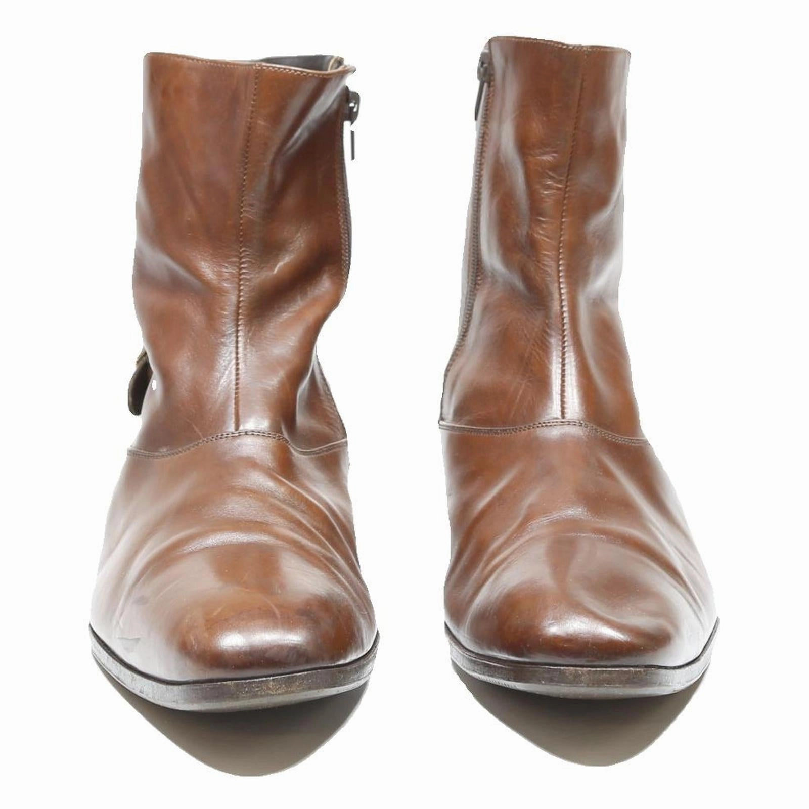 STRUGAR Mens Ankle Boots Leather Brown UK 7.5 Classic Buckle Detail Ankle Boots With Block Heel Leather