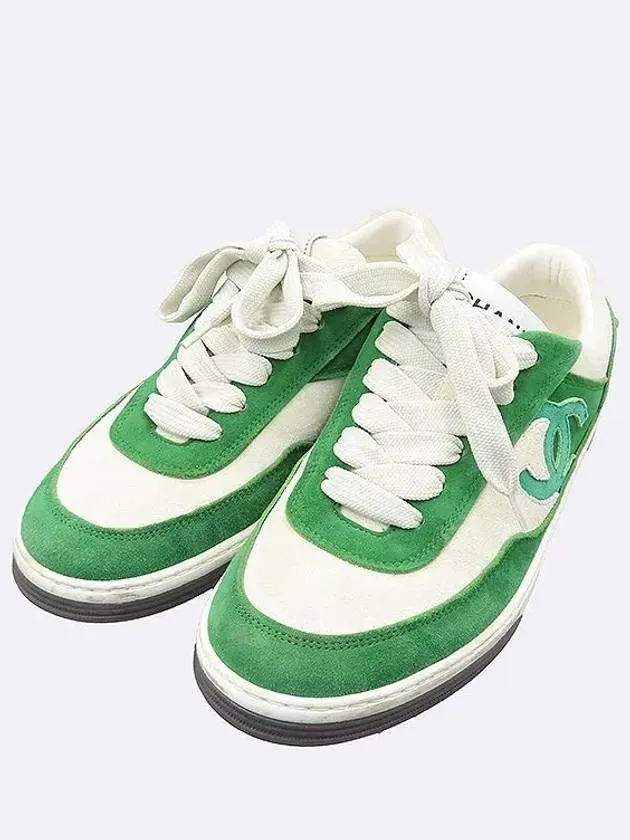 G39978 White Green Color Suede Orca Tennis Sneakers 36 Chanel Tennis Mizuno Shoes