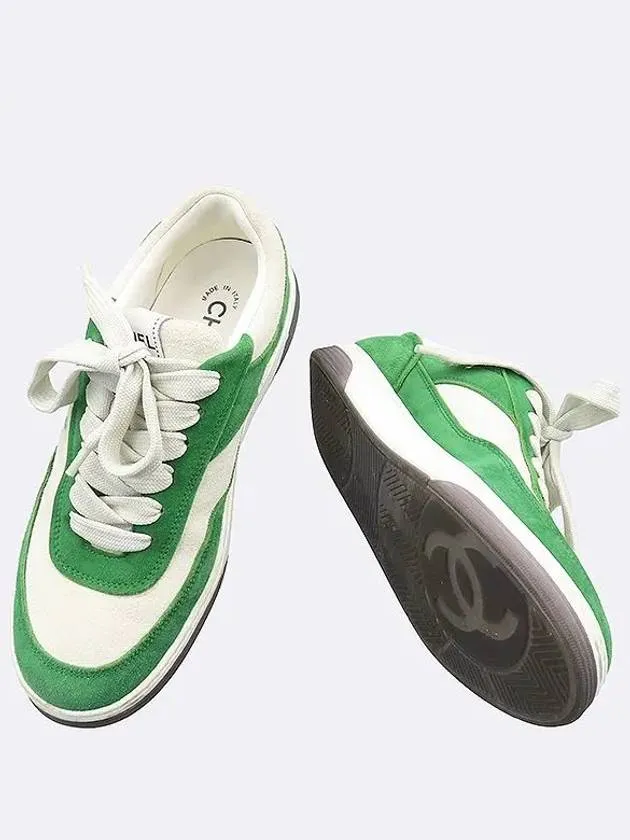 G39978 White Green Color Suede Orca Tennis Sneakers 36 Chanel Size 4 Tennis Shoes