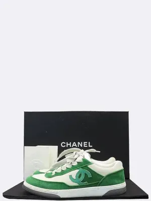 G39978 White Green Color Suede Orca Tennis Sneakers 36 Chanel Tennis Shoes Meaning