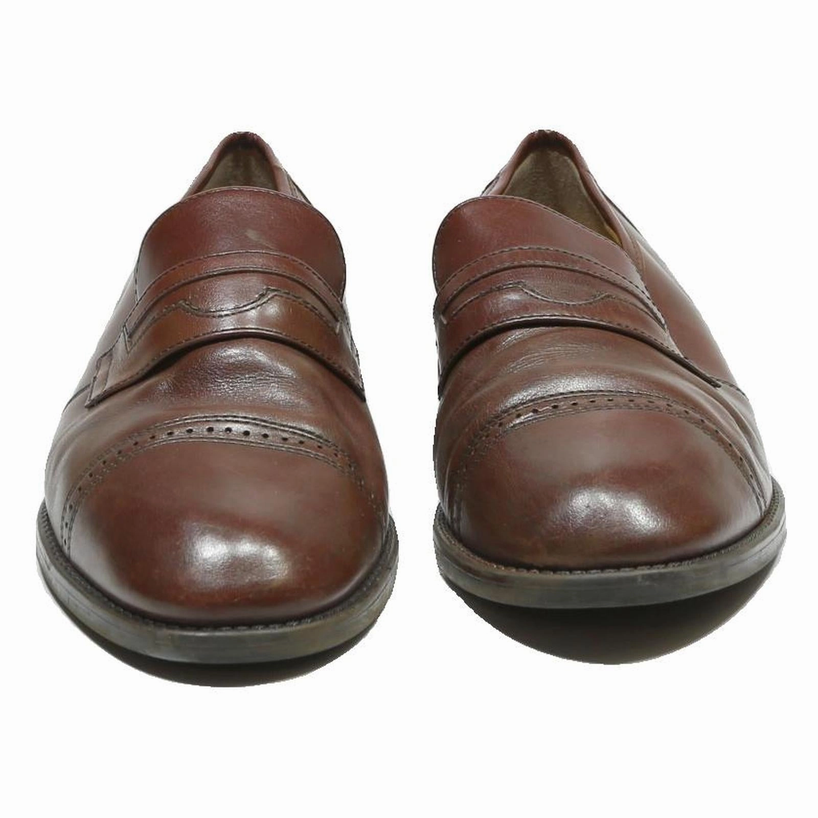 GALLUS Mens Brown Leather Loafer Shoes UK 9 Classic Smart Formal Footwear Penny Loafers And Socks