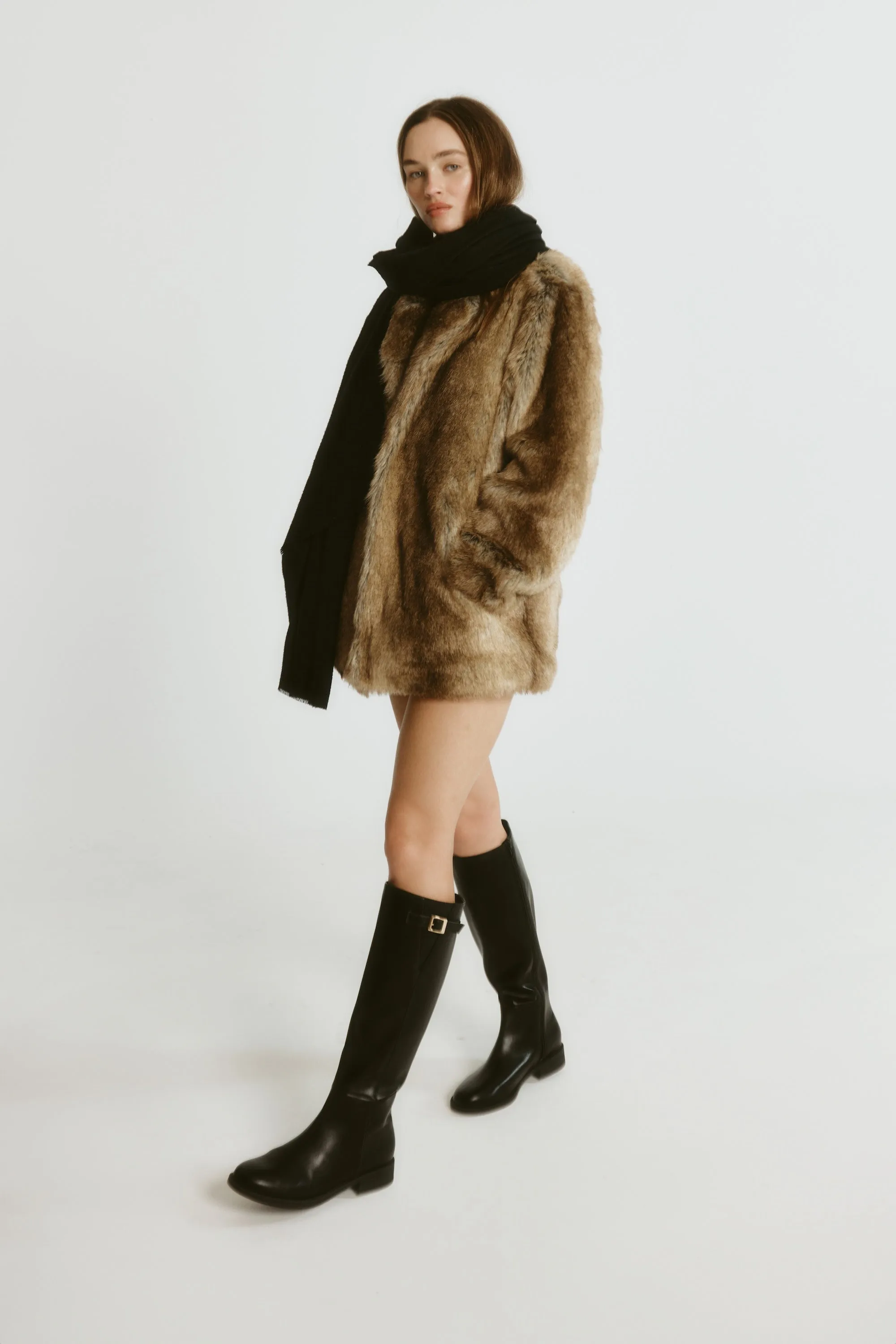 Garfield Flat Knee High Boots - Black Lightweight Walking Boots