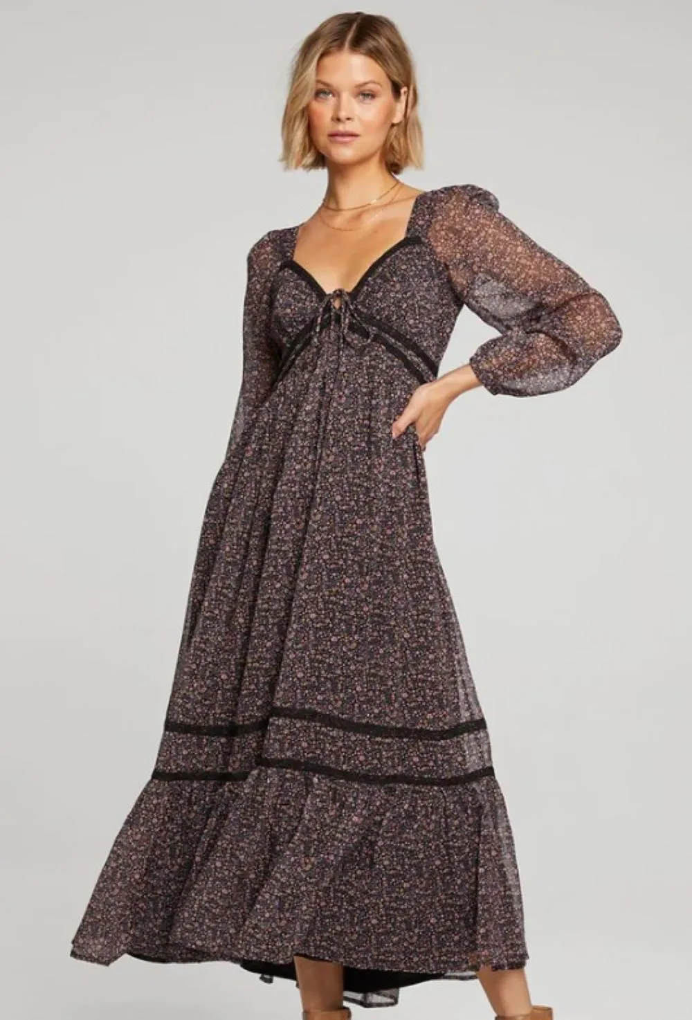 Cougar Paws Boots Maxi Dress In Black