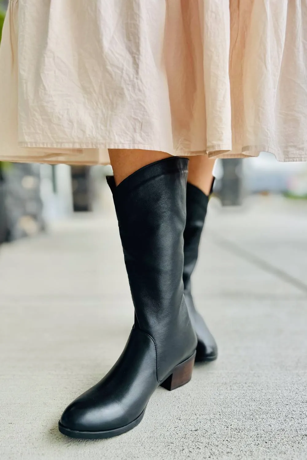 Women's Camille Mid-Calf Boot In Black Long Toe Boots