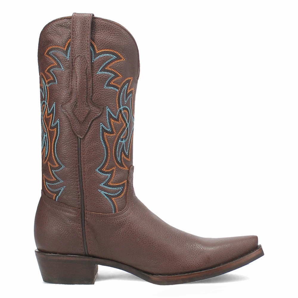 Gold Rush Leather Embroidered Snip Toe Cowboy Boots Country Western Boots