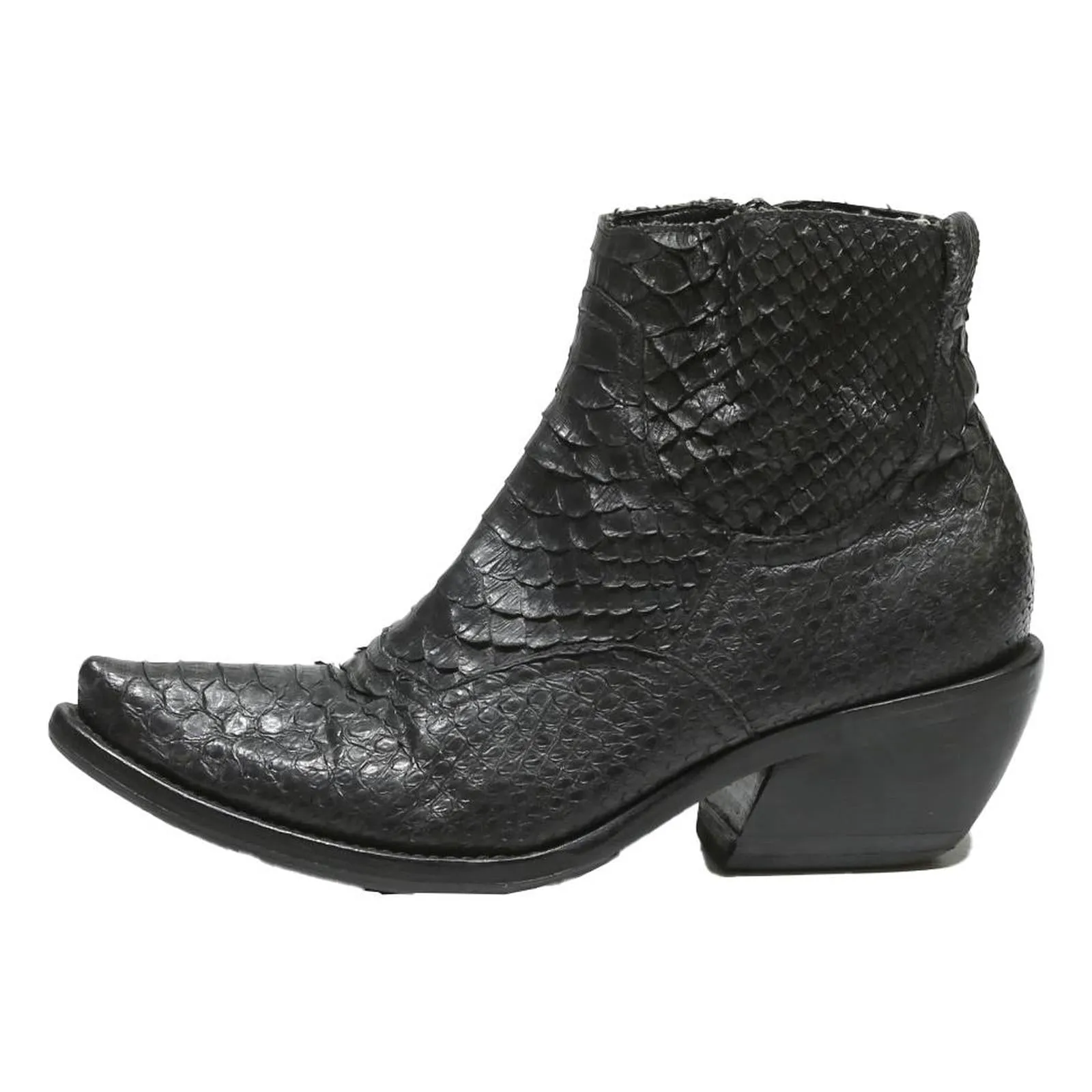 Walking Boots Hi Tec GHOST Western Womens Ankle Boots Black Leather UK 5 Pointed Toe Chunky Heel