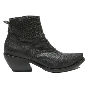 Dms Boots GHOST Western Womens Ankle Boots Black Leather UK 5 Pointed Toe Chunky Heel