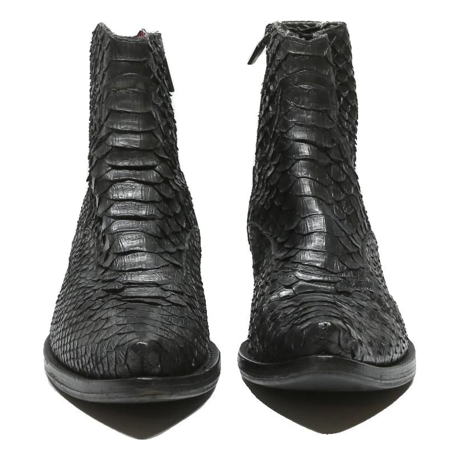 Hobnail Boots GHOST Western Womens Ankle Boots Black Leather UK 5 Pointed Toe Chunky Heel