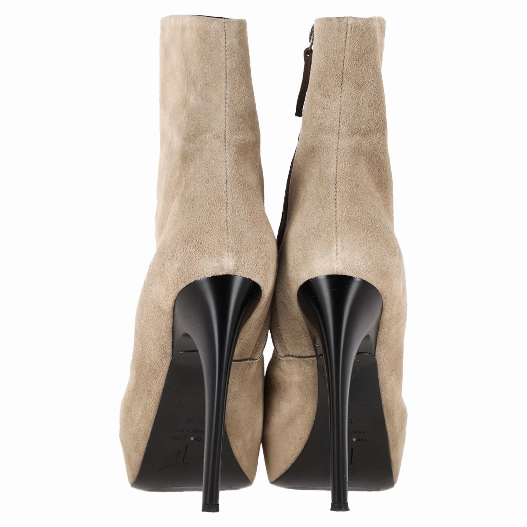 Suede Moccasin Ankle Boots Giuseppe Zanotti Zipped Platform Ankle Boots in Beige Suede