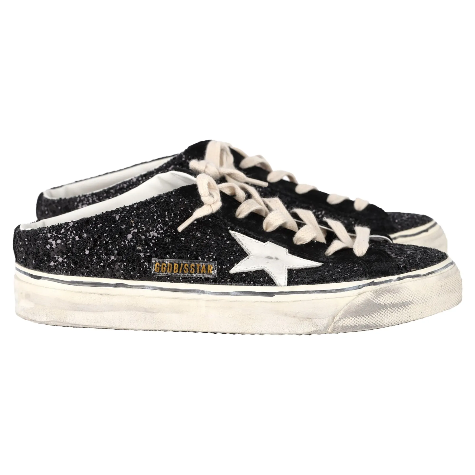 Golden Goose Super-Star Sabot Sneakers in Black Glitter Mickel Kors Sneakers
